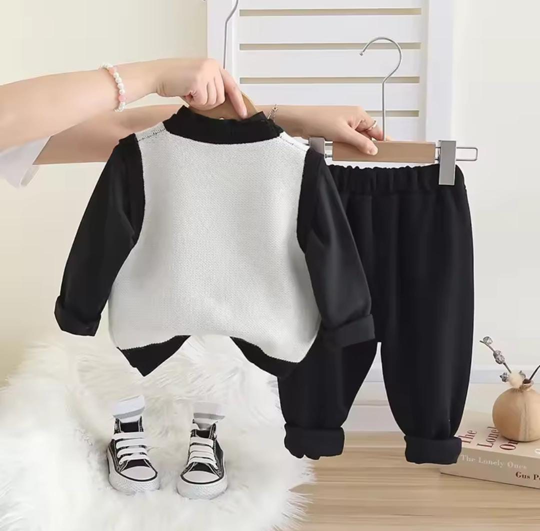 🖤 Cozy Cat Knit Set 🐾 Black Inner Winter Outfit