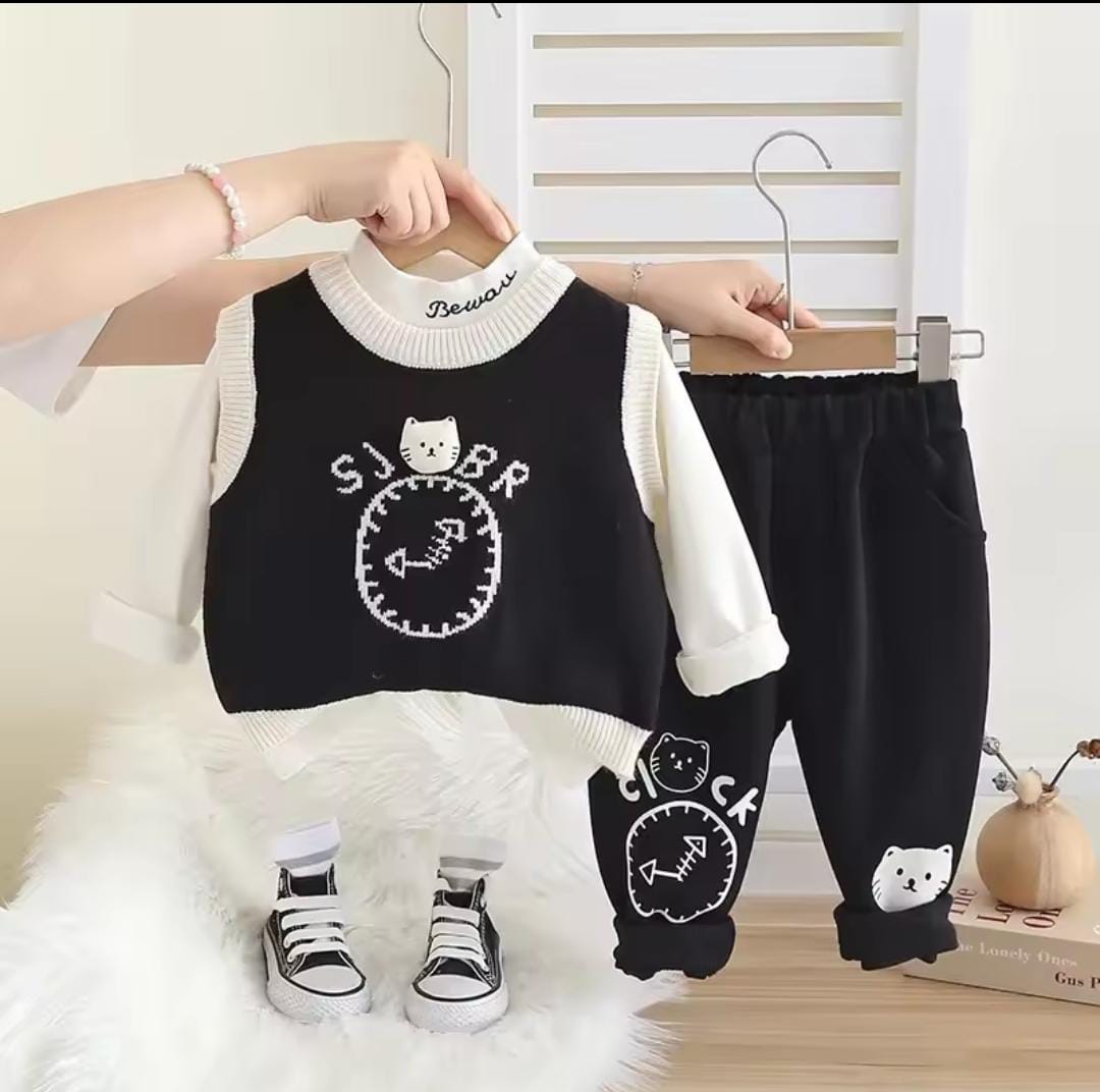 🕒 Cute Clock Bear Outfit – with White Inner  🐾
