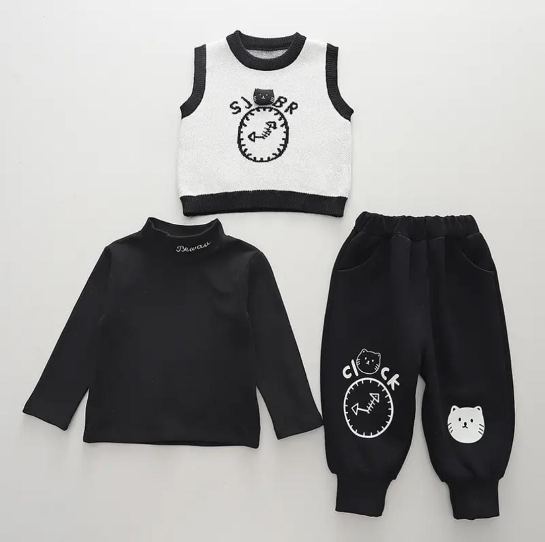 🖤 Cozy Cat Knit Set 🐾 Black Inner Winter Outfit