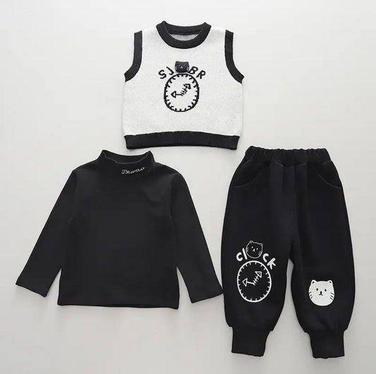 🖤 Cozy Cat Knit Set 🐾 Black Inner Winter Outfit