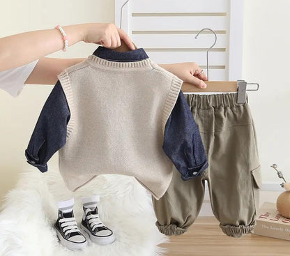 🧸 Cute Animal Crew Sweater & Cargo Pants 🫶