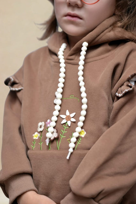 🤎 Cozy Charm – Embroidered Brown Fleece Set